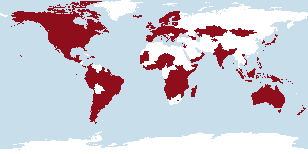 Mapa de países donde los servicios de Starlink están disponibles comercialmente. Fuente: Base de datos GlobalComms de TeleGeography.