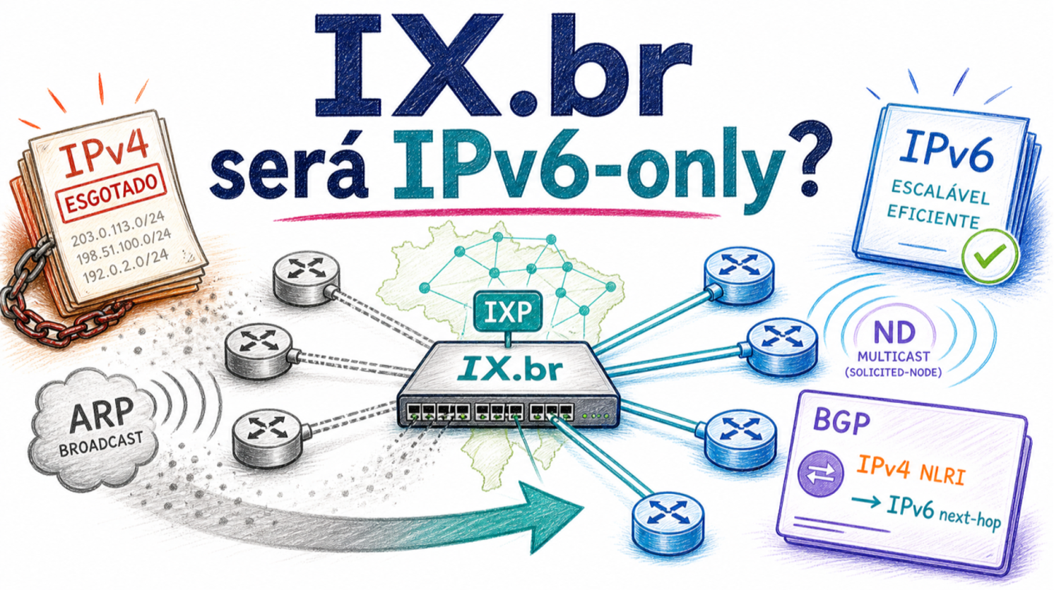 O fim do IPv4 nos pontos de troca de tráfego: por que os IXPs caminham para ser IPv6-only e o que isso significa para seu AS