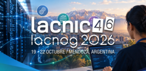 Infraestructura de red, automatización e IPv6 representadas sobre una ciudad de América Latina